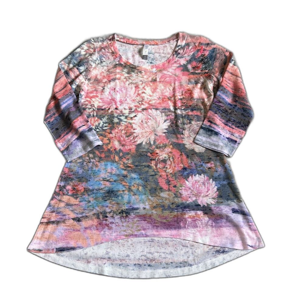 Sundance Whimsy Rose Shirt Womens Small Baby Waffle Knit Tunic Top Floral USA